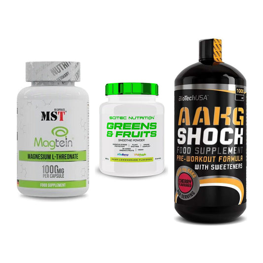Ausdauer-Set: MST Magnesium + Scitec Greens + BioTech AAKG – alle enthaltenen Artikel