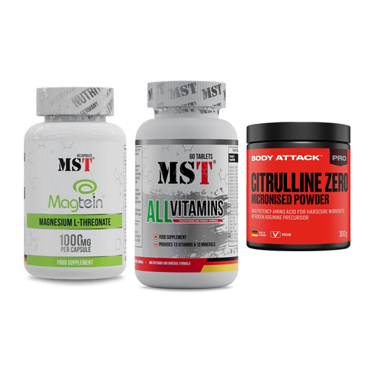 Ausdauer-Set: MST Magnesium + MST All Vitamins + Body Attack 100 – alle enthaltenen Artikel