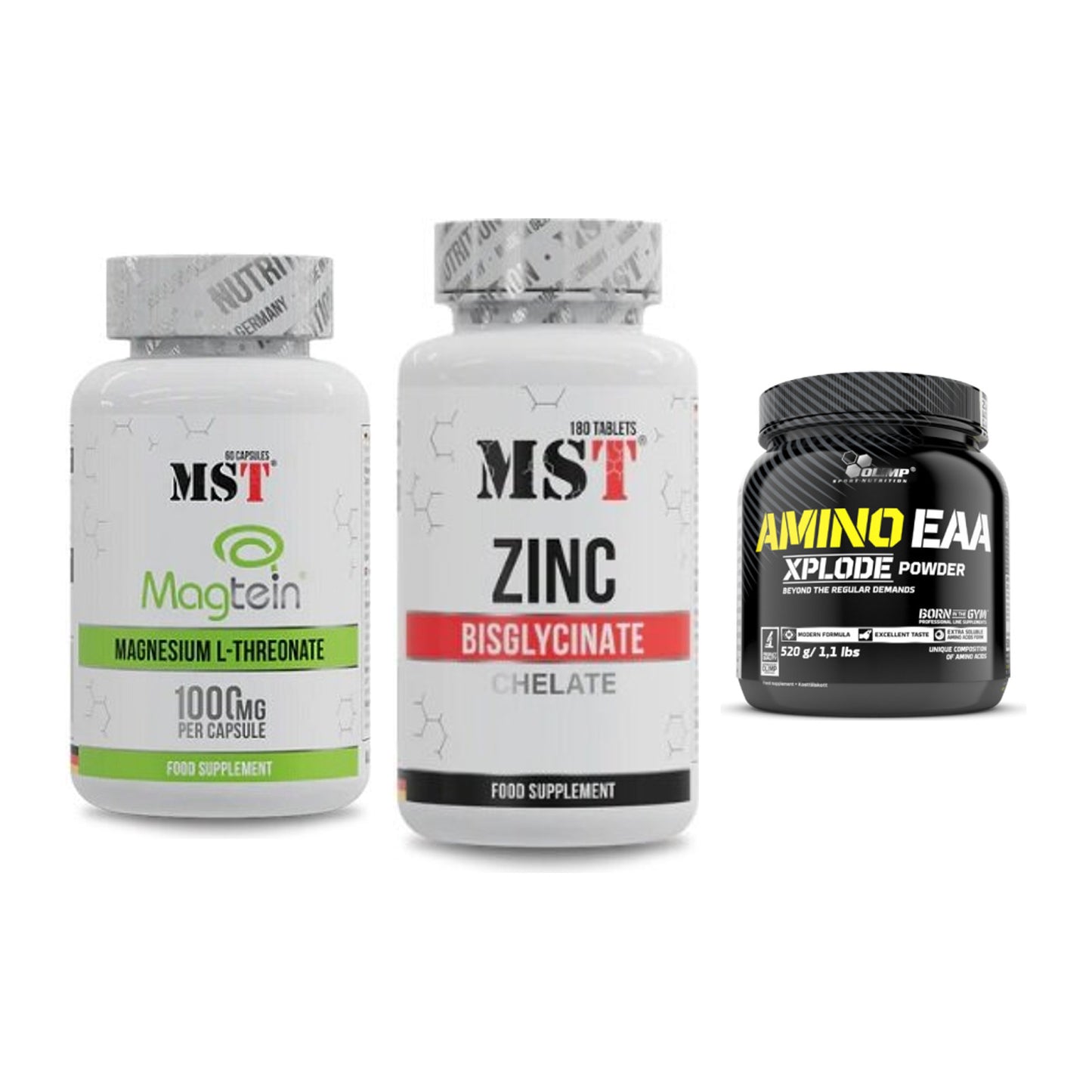Ausdauer-Set: MST Magnesium + MST Zinc Chelate + Olimp Amino EAA – alle enthaltenen Artikel