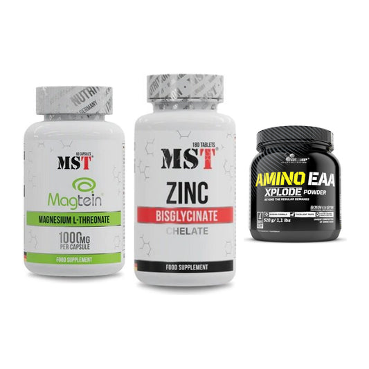 Ausdauer-Set: MST Magnesium + MST Zinc Chelate + Olimp Amino EAA – alle enthaltenen Artikel