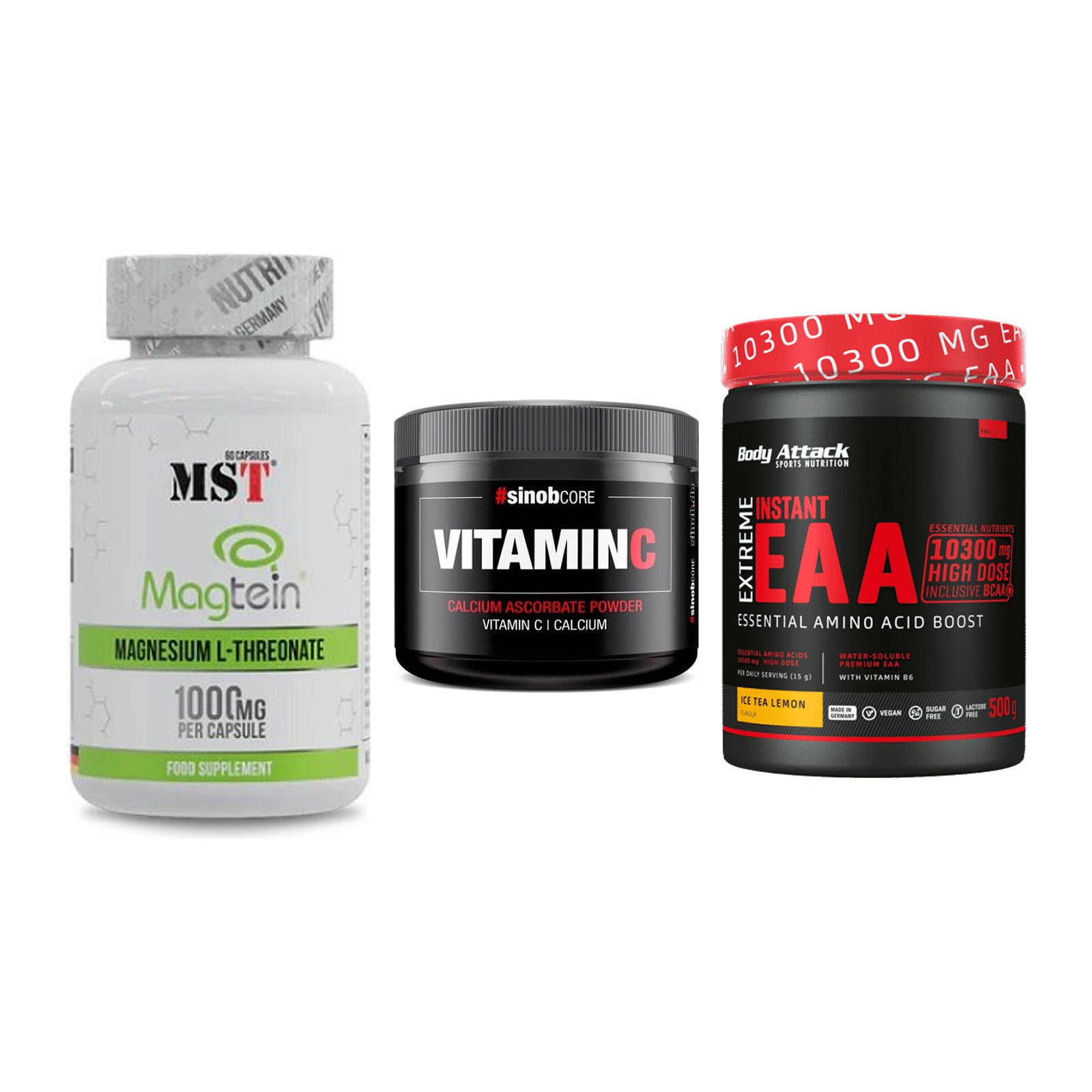 Ausdauer-Set: MST Magnesium + Sinob Vitamin C + Body Attack – alle enthaltenen Artikel