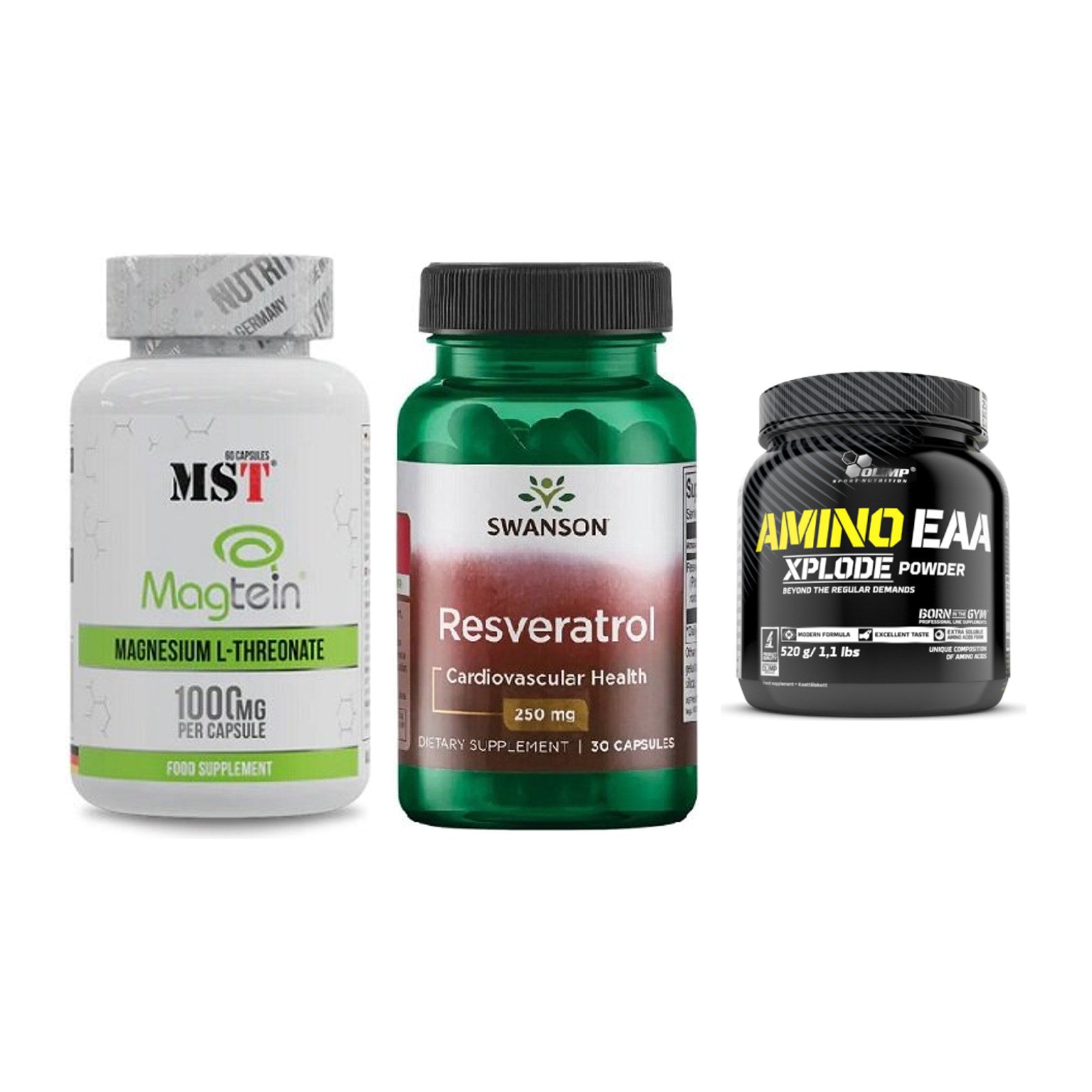 Ausdauer-Set: MST Magnesium + Swanson Resverat + Olimp Amino EAA – alle enthaltenen Artikel