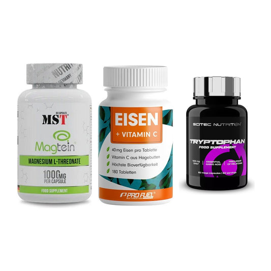 Ausdauer-Set: MST Magnesium + ProFuel EISEN + Scitec Tryptopha – alle enthaltenen Artikel