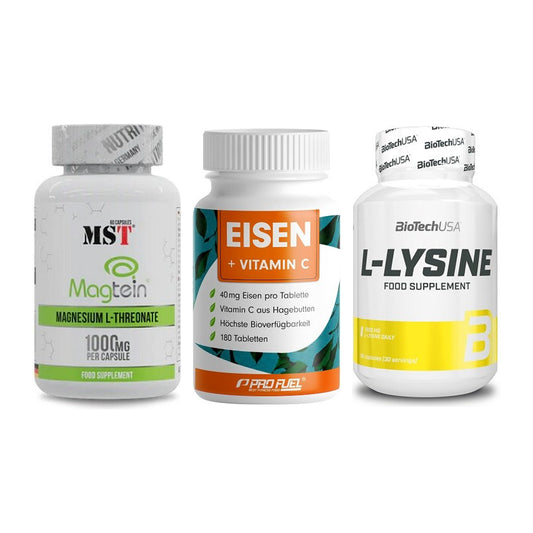 Ausdauer-Set: MST Magnesium + ProFuel EISEN + BioTech L-Lysine – alle enthaltenen Artikel