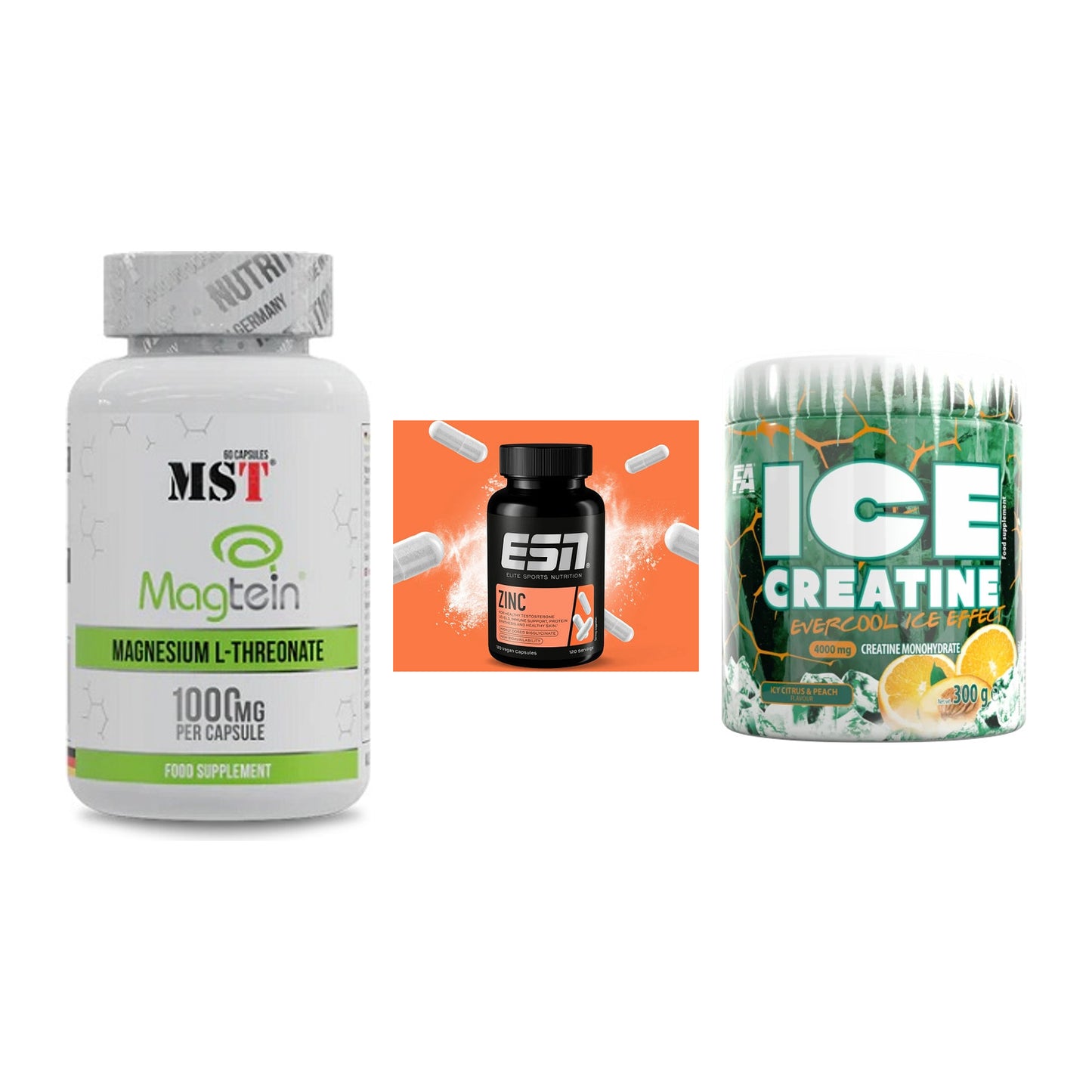 Ausdauer-Set: MST Magnesium + ESN Zinc + FA Nutrition ICE – alle enthaltenen Artikel