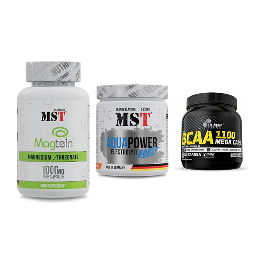 Ausdauer-Set: MST Magnesium + MST Aqua Power + Olimp BCAA Mega – alle enthaltenen Artikel