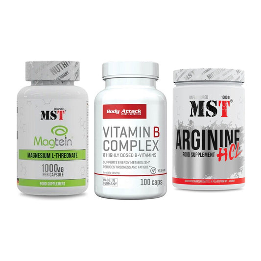 Ausdauer-Set: MST Magnesium + Body Attack + MST Arginine HCL – alle enthaltenen Artikel