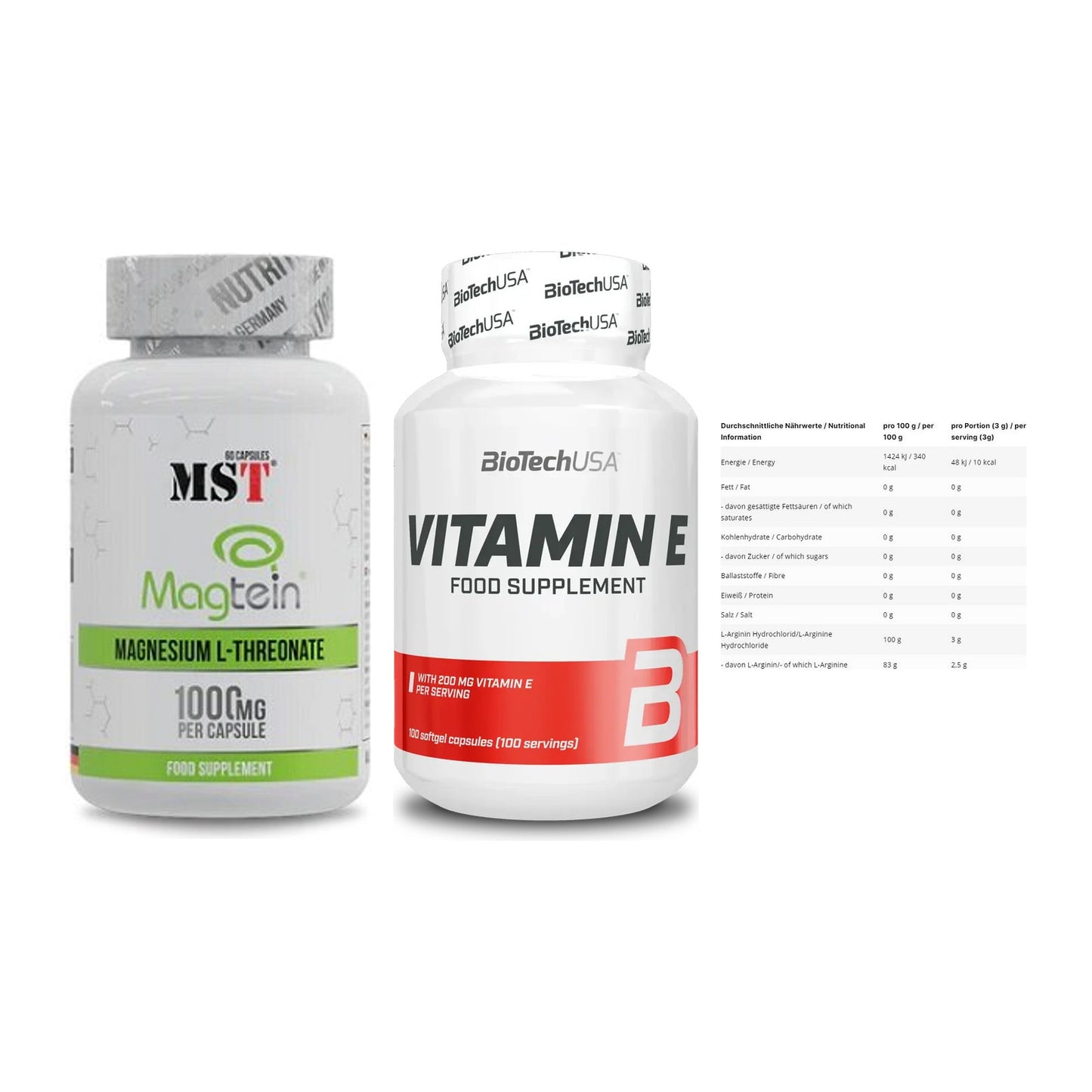 Ausdauer-Set: MST Magnesium + BioTech Vitamin + INLEAD L-Arginin – alle enthaltenen Artikel