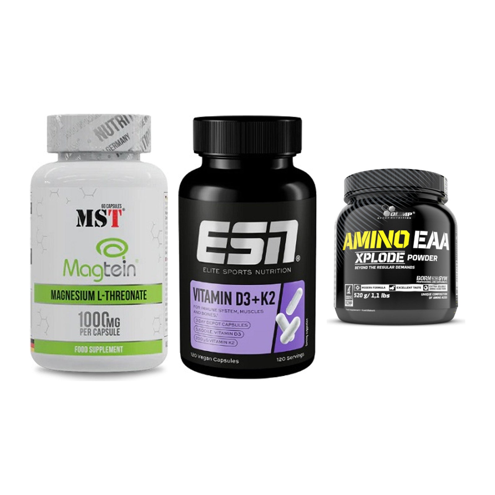 Ausdauer-Set: MST Magnesium + ESN Vitamin D3 + Olimp Amino EAA – alle enthaltenen Artikel