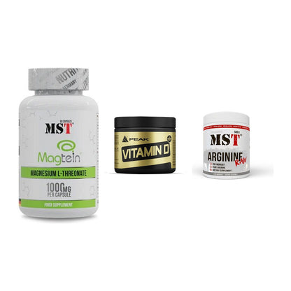 Ausdauer-Set: MST Magnesium + Peak Vitamin D + MST Arginine RAW – alle enthaltenen Artikel