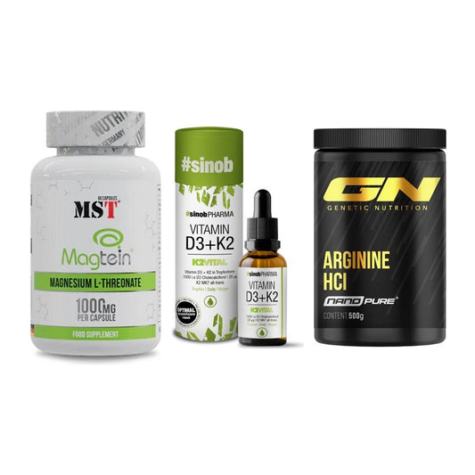 Ausdauer-Set: MST Magnesium + Sinob Vitamin D3 + GN Arginine HCL – alle enthaltenen Artikel