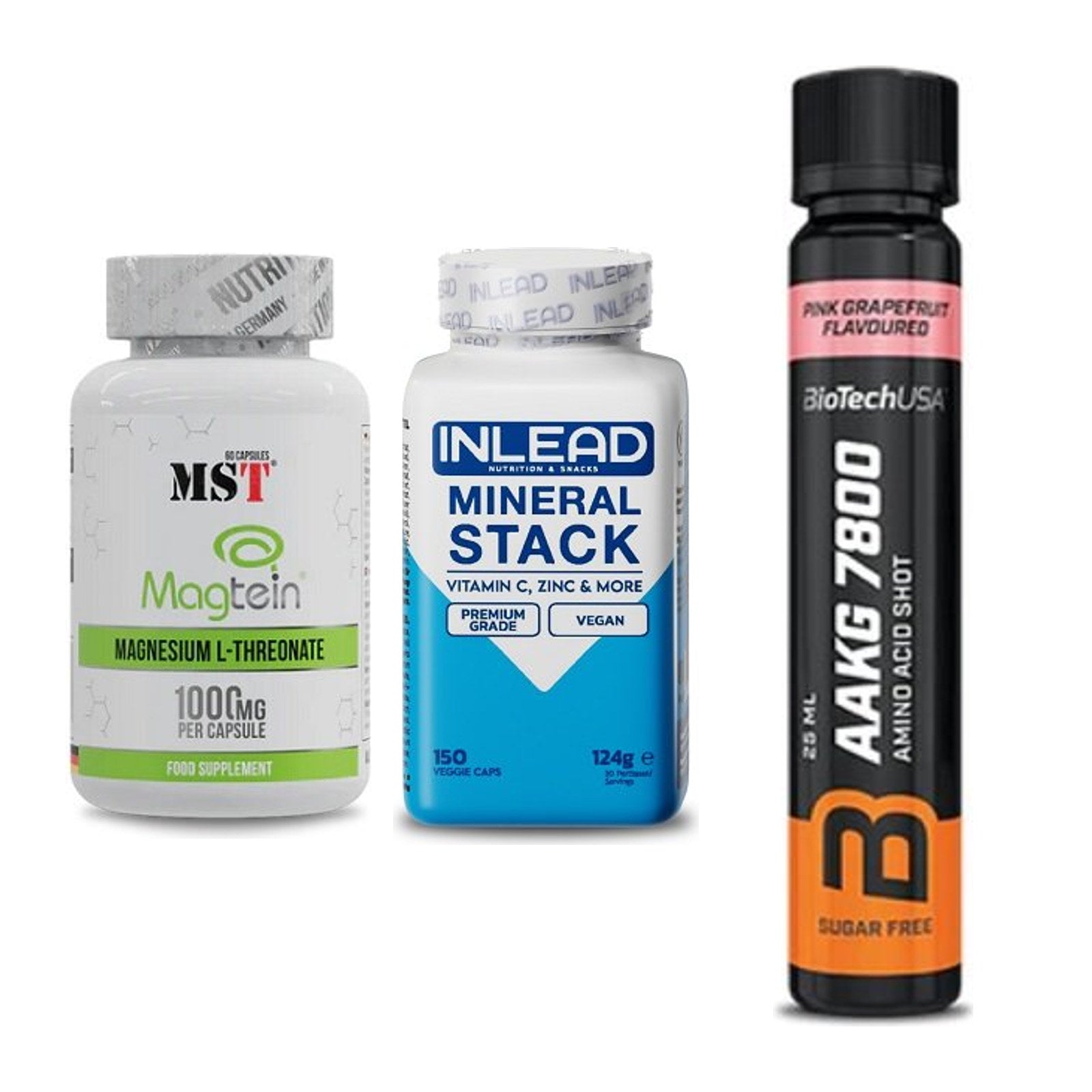 Ausdauer-Set: MST Magnesium + INLEAD Mineral + BioTech AAKG – alle enthaltenen Artikel