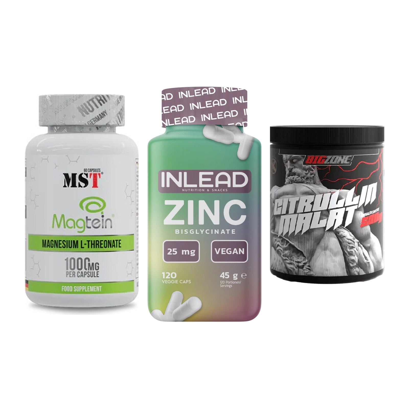 Ausdauer-Set: MST Magnesium + INLEAD Zink + Big Zone Citrull – alle enthaltenen Artikel