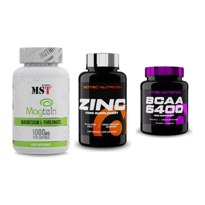 Ausdauer-Set: MST Magnesium + Scitec Zinc + Scitec BCAA 6400 – alle enthaltenen Artikel