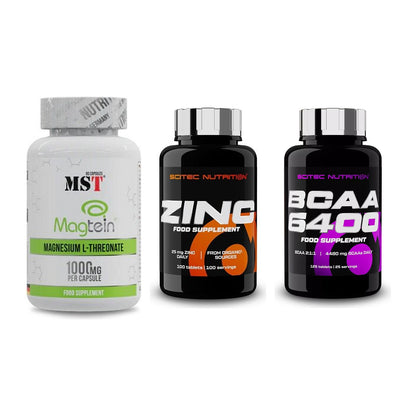 Ausdauer-Set: MST Magnesium + Scitec Zinc + Scitec BCAA 6400 – alle enthaltenen Artikel
