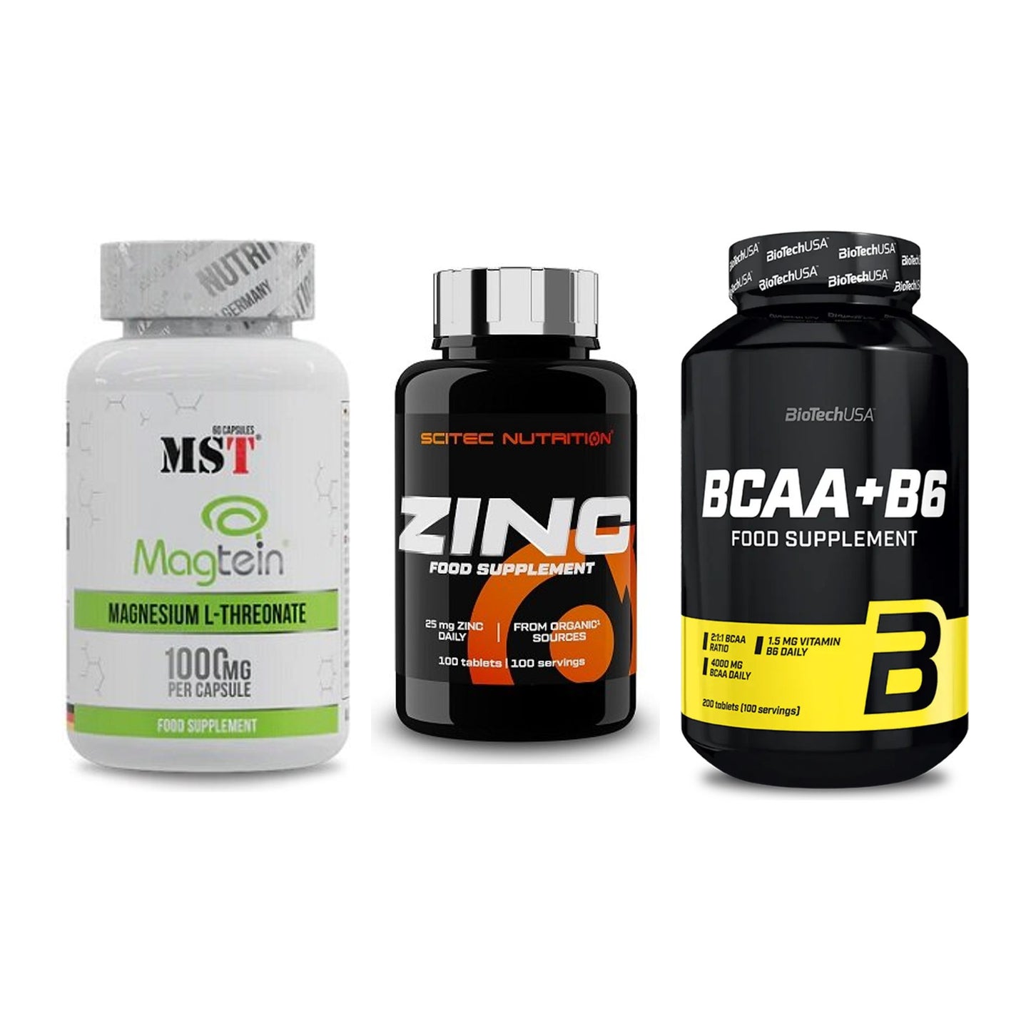 Ausdauer-Set: MST Magnesium + Scitec Zinc + BioTech BCAA+B6 – alle enthaltenen Artikel