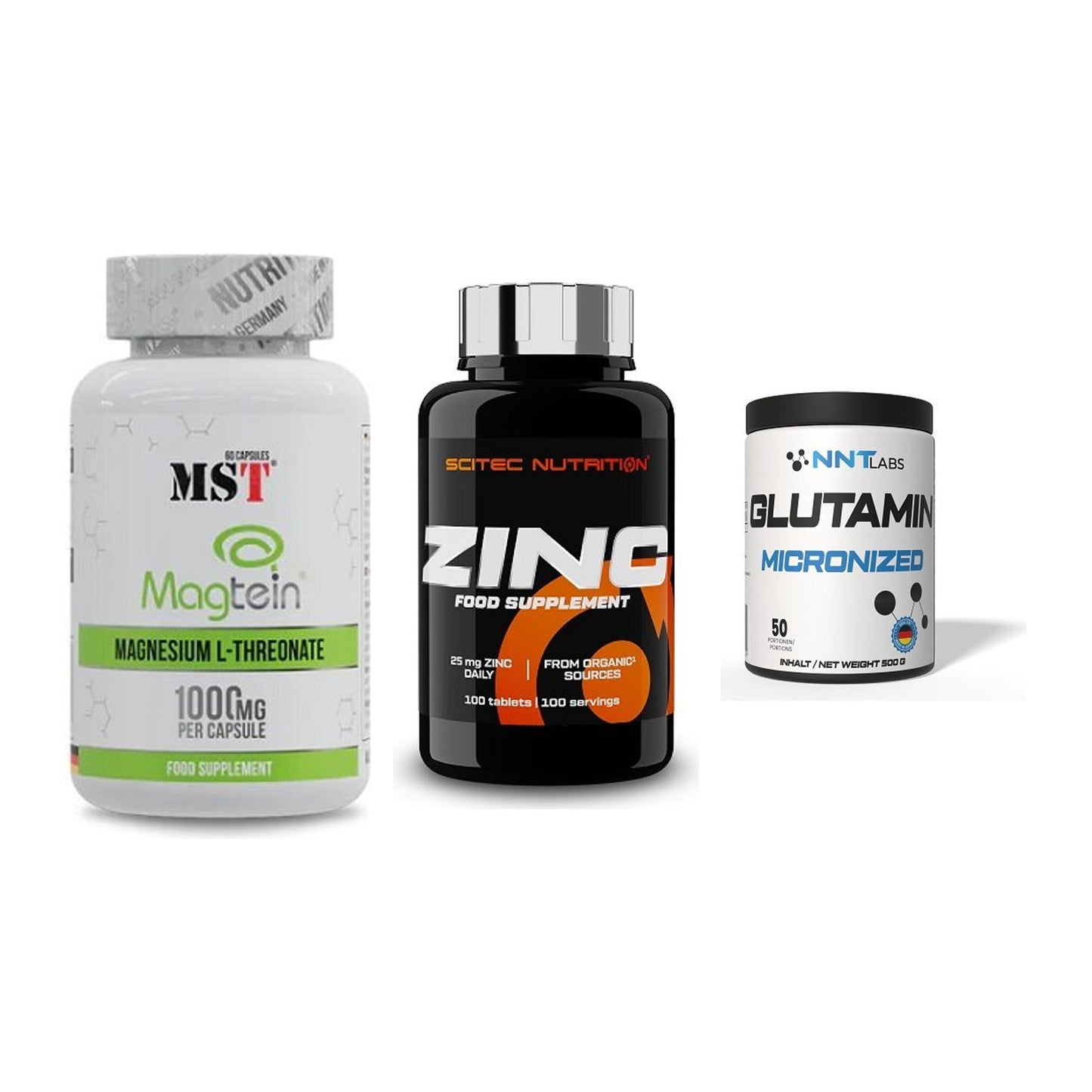 Ausdauer-Set: MST Magnesium + Scitec Zinc + NNT Glutamin – alle enthaltenen Artikel