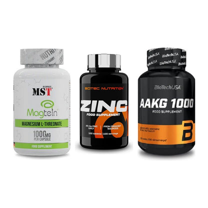 Ausdauer-Set: MST Magnesium + Scitec Zinc + BioTech AAKG – alle enthaltenen Artikel