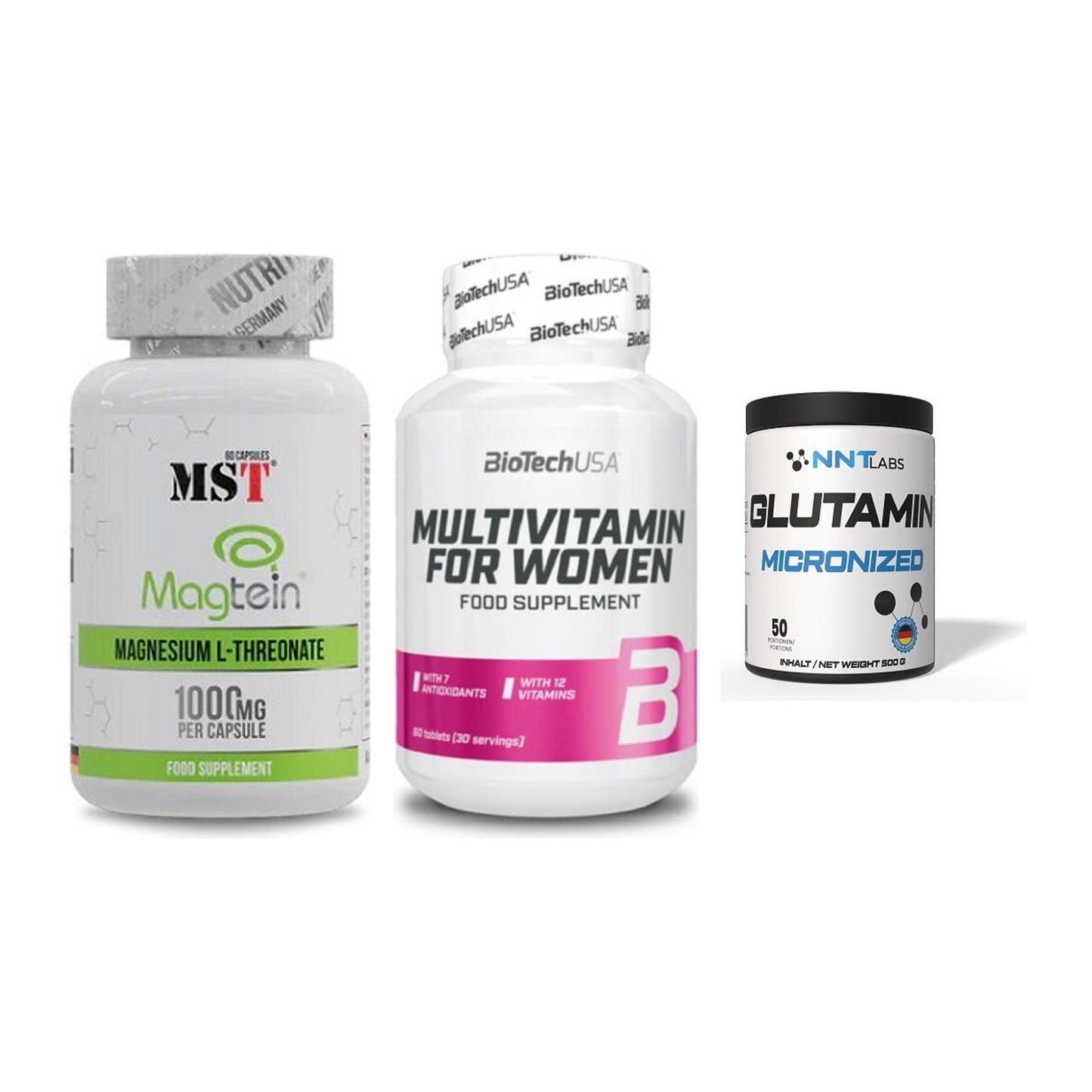Ausdauer-Set: MST Magnesium + BioTech Multivit + NNT Glutamin – alle enthaltenen Artikel