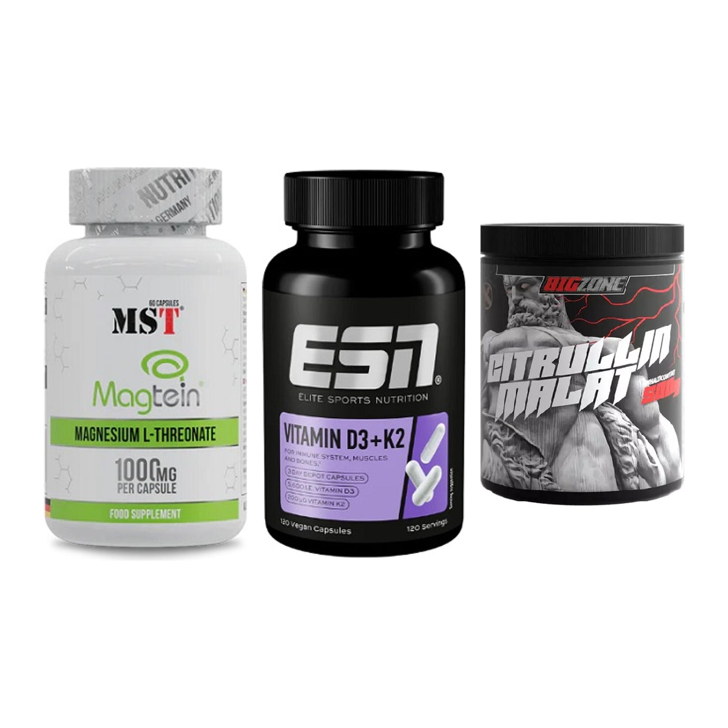 Ausdauer-Set: MST Magnesium + ESN Vitamin D3 + Big Zone Citrull – alle enthaltenen Artikel
