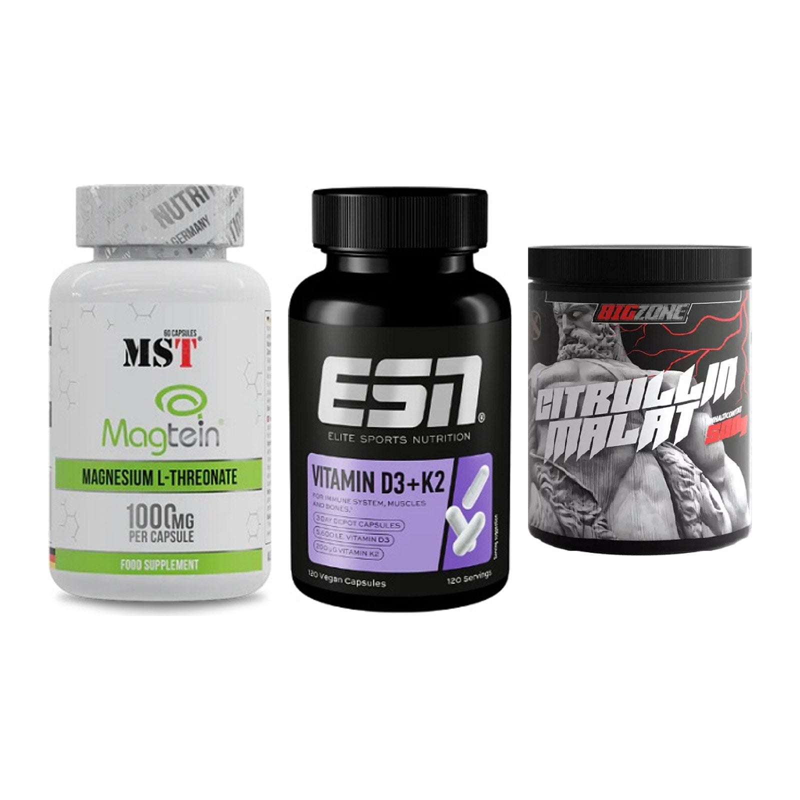 Ausdauer-Set: MST Magnesium + ESN Vitamin D3 + Big Zone Citrull – alle enthaltenen Artikel