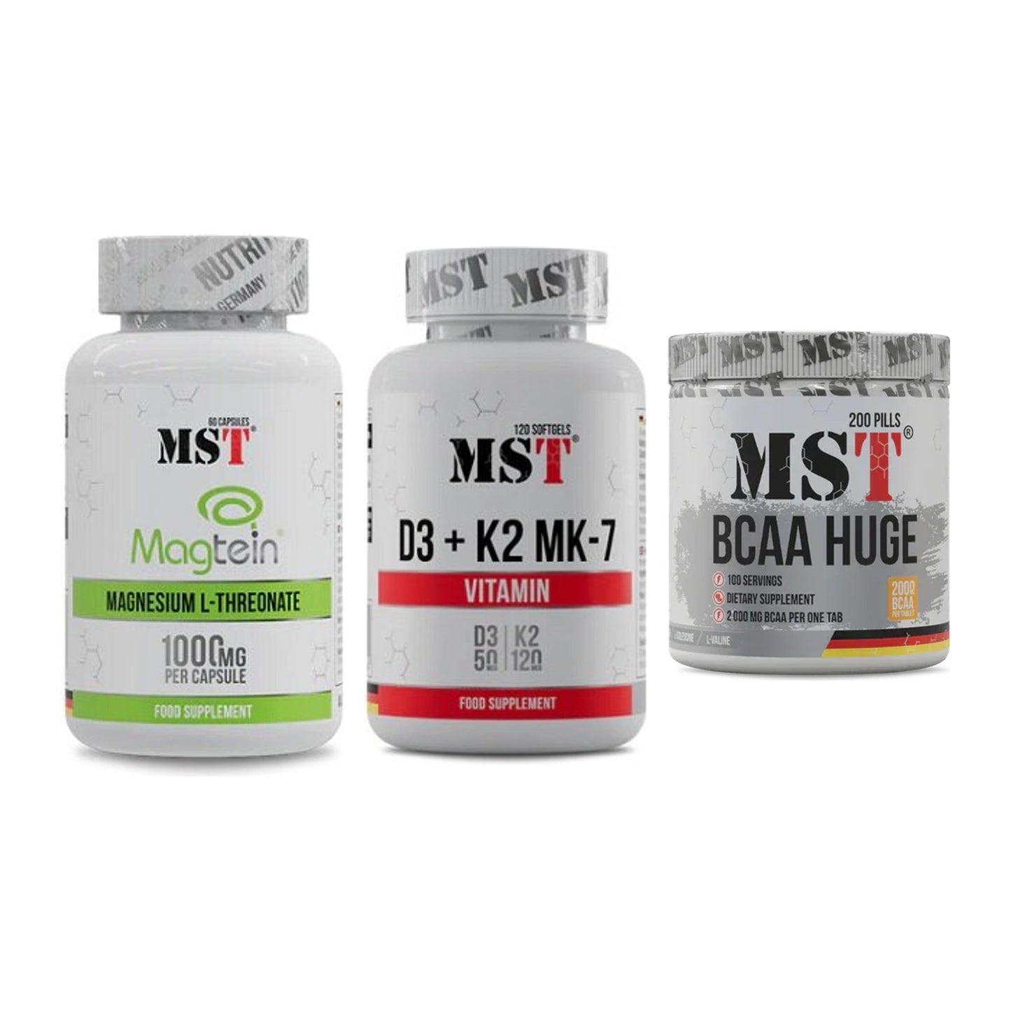 Ausdauer-Set: MST Magnesium + MST Vitamin D3 + MST BCAA Huge – alle enthaltenen Artikel
