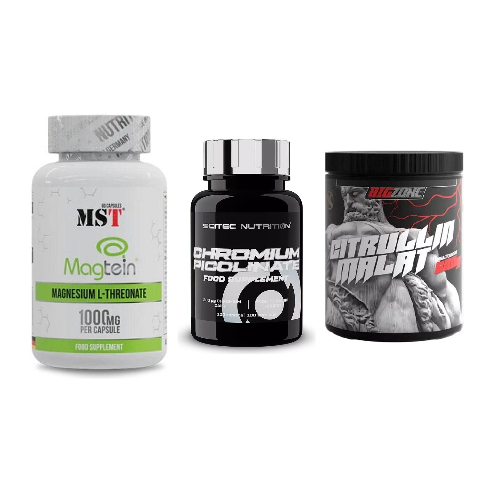 Ausdauer-Set: MST Magnesium + Scitec Chromium + Big Zone Citrull – alle enthaltenen Artikel