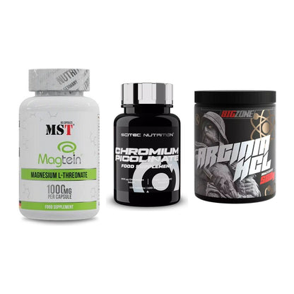 Ausdauer-Set: MST Magnesium + Scitec Chromium + Big Zone Arginin – alle enthaltenen Artikel