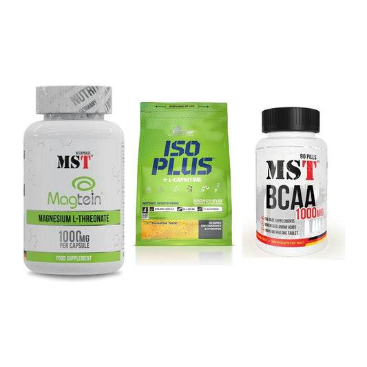 Ausdauer-Set: MST Magnesium + Olimp Iso Plus + MST BCAA 1000 – alle enthaltenen Artikel