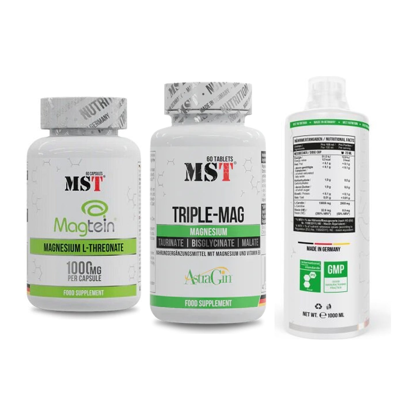 Ausdauer-Set: MST Magnesium + MST Tripple Mag + MST L-Carnitine – alle enthaltenen Artikel