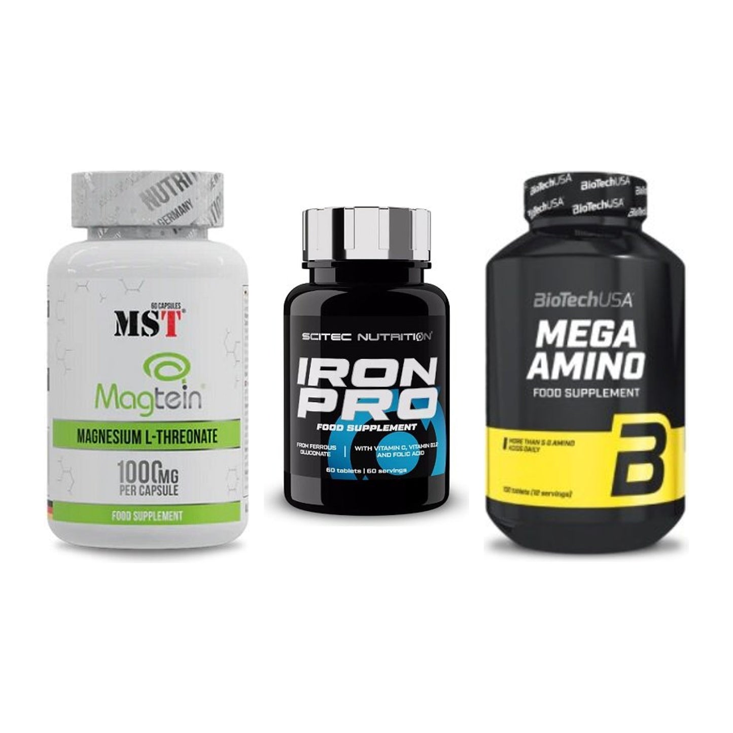 Ausdauer-Set: MST Magnesium + Scitec Iron Pro + BioTech Mega – alle enthaltenen Artikel