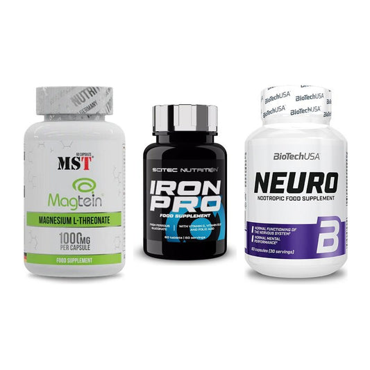 Ausdauer-Set: MST Magnesium + Scitec Iron Pro + BioTech Neuro – alle enthaltenen Artikel