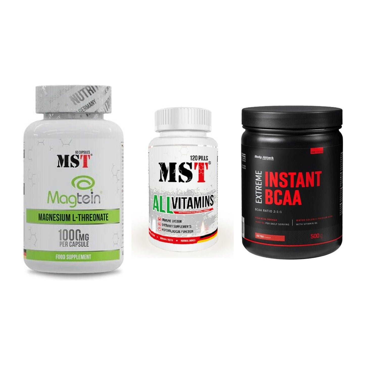 Ausdauer-Set: MST Magnesium + MST All Vitamins + Body Attack – alle enthaltenen Artikel