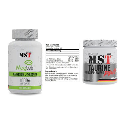 Ausdauer-Set: MST Magnesium + GN Zinc Citrate + MST Taurine – alle enthaltenen Artikel