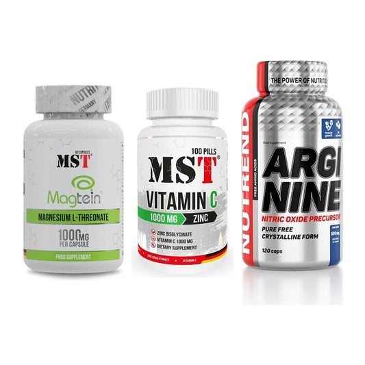 Ausdauer-Set: MST Magnesium + MST Vitamin C + Nutrend Arginine – alle enthaltenen Artikel