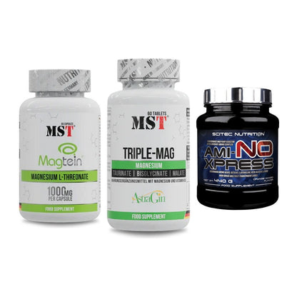 Ausdauer-Set: MST Magnesium + MST Tripple Mag + Scitec Ami-NO – alle enthaltenen Artikel