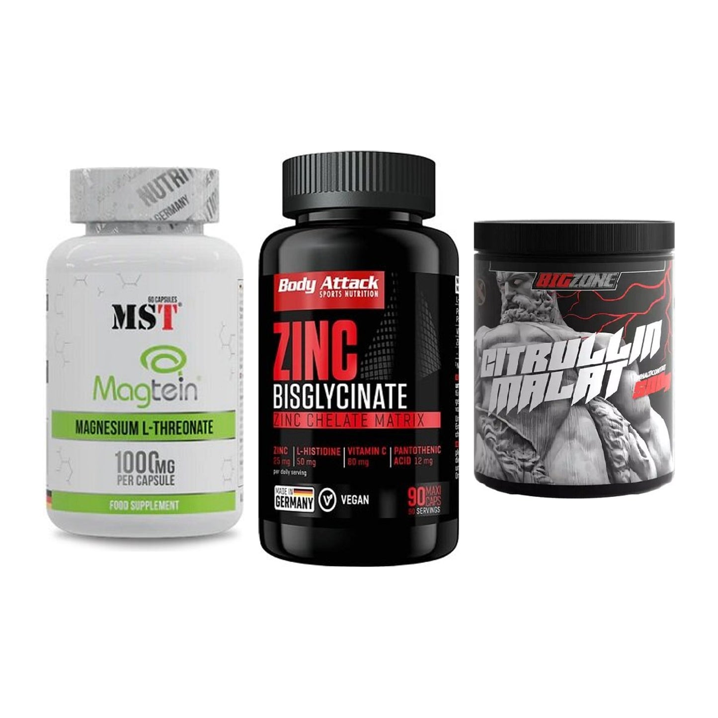 Ausdauer-Set: MST Magnesium + Body Attack Zink + Big Zone Citrull – alle enthaltenen Artikel