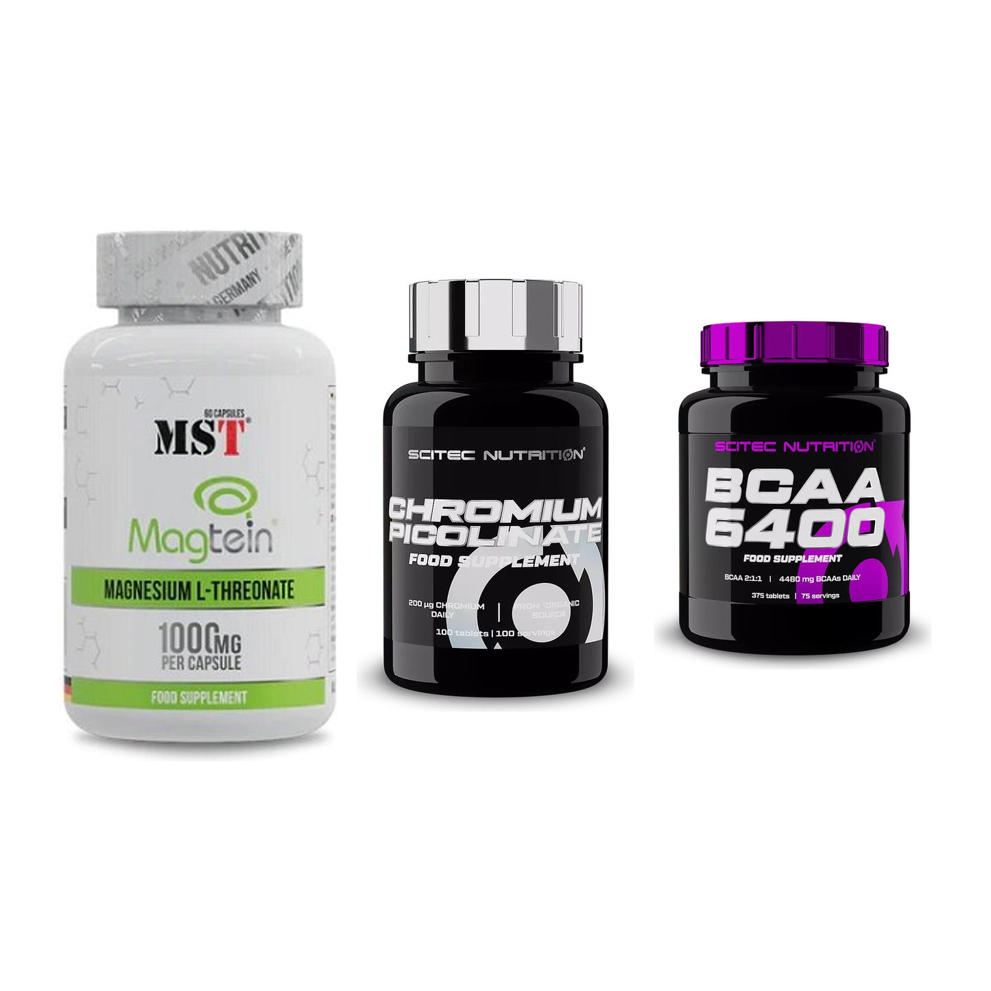 Ausdauer-Set: MST Magnesium + Scitec Chromium + Scitec BCAA 6400 – alle enthaltenen Artikel