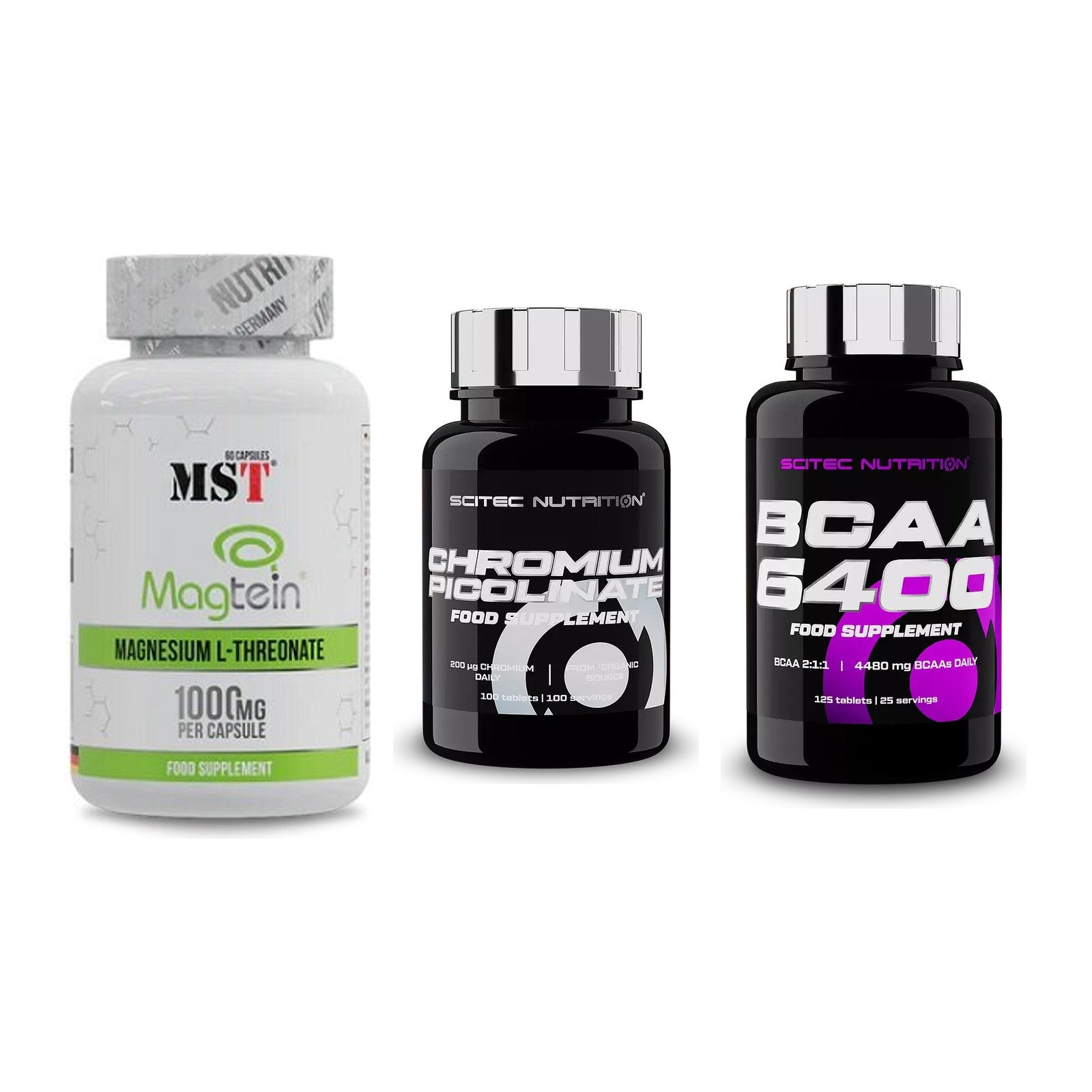 Ausdauer-Set: MST Magnesium + Scitec Chromium + Scitec BCAA 6400 – alle enthaltenen Artikel