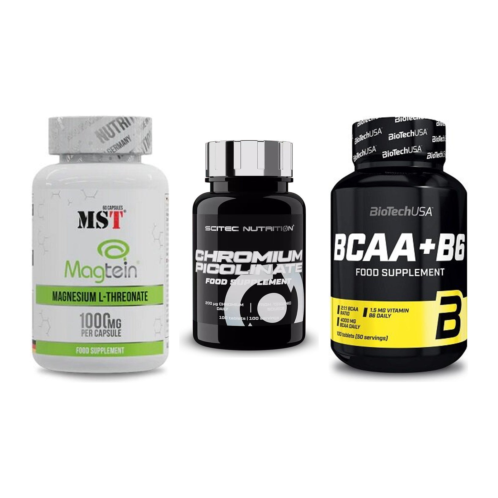 Ausdauer-Set: MST Magnesium + Scitec Chromium + BioTech BCAA+B6 – alle enthaltenen Artikel