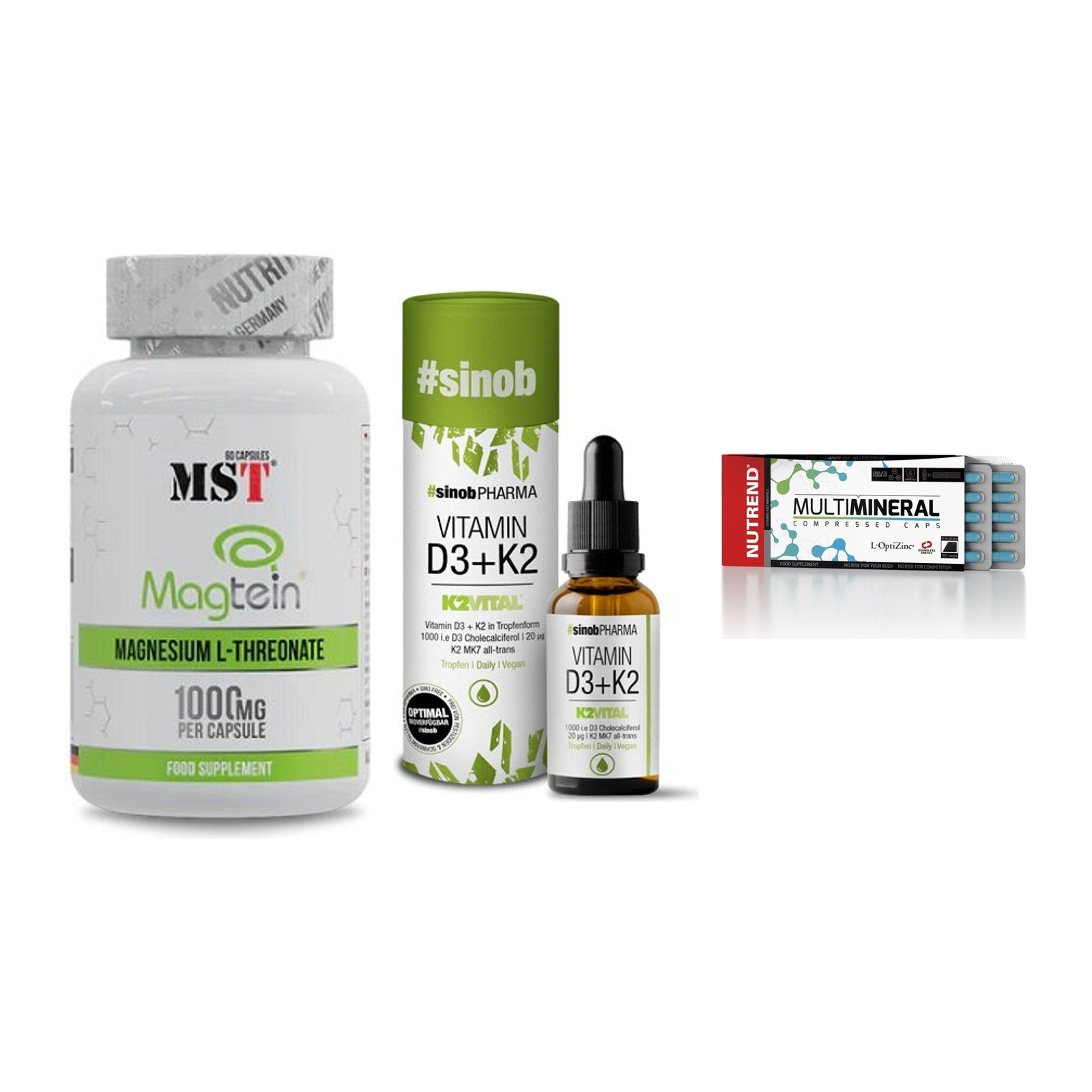 Ausdauer-Set: MST Magnesium + Sinob Vitamin D3 + Nutrend Multimin – alle enthaltenen Artikel