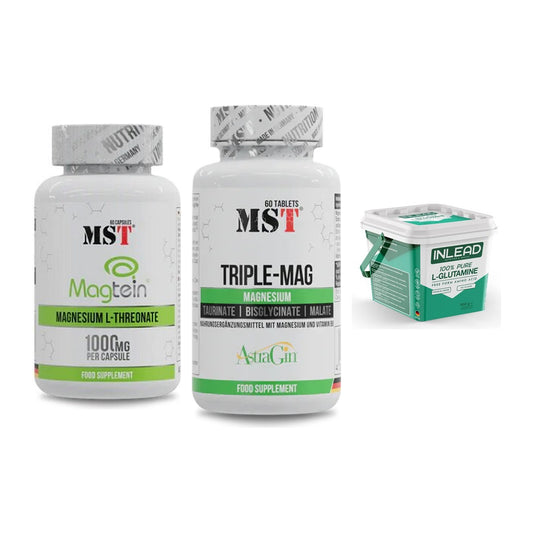 Ausdauer-Set: MST Magnesium + MST Tripple Mag + INLEAD L-Glutami – alle enthaltenen Artikel