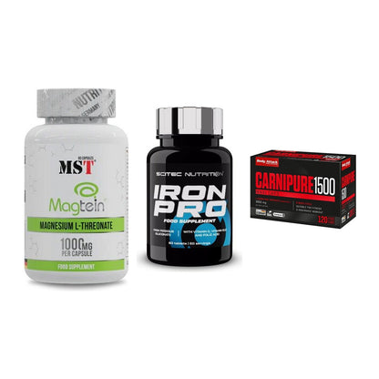 Ausdauer-Set: MST Magnesium + Scitec Iron Pro + Body Attack – alle enthaltenen Artikel