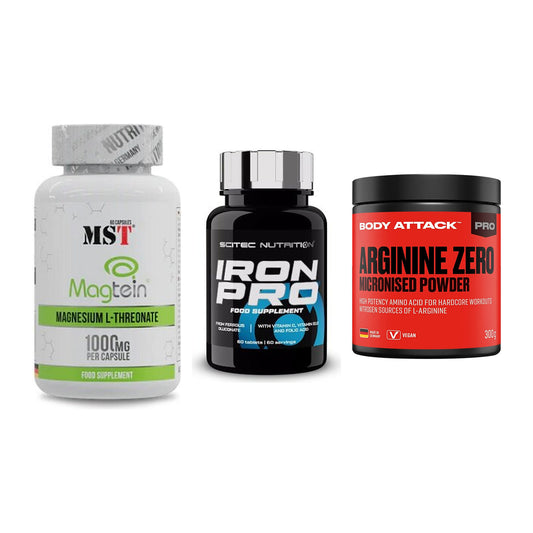 Ausdauer-Set: MST Magnesium + Scitec Iron Pro + Body Attack 100 – alle enthaltenen Artikel