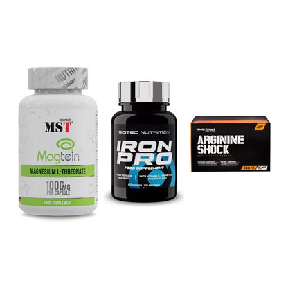 Ausdauer-Set: MST Magnesium + Scitec Iron Pro + Body Attack – alle enthaltenen Artikel