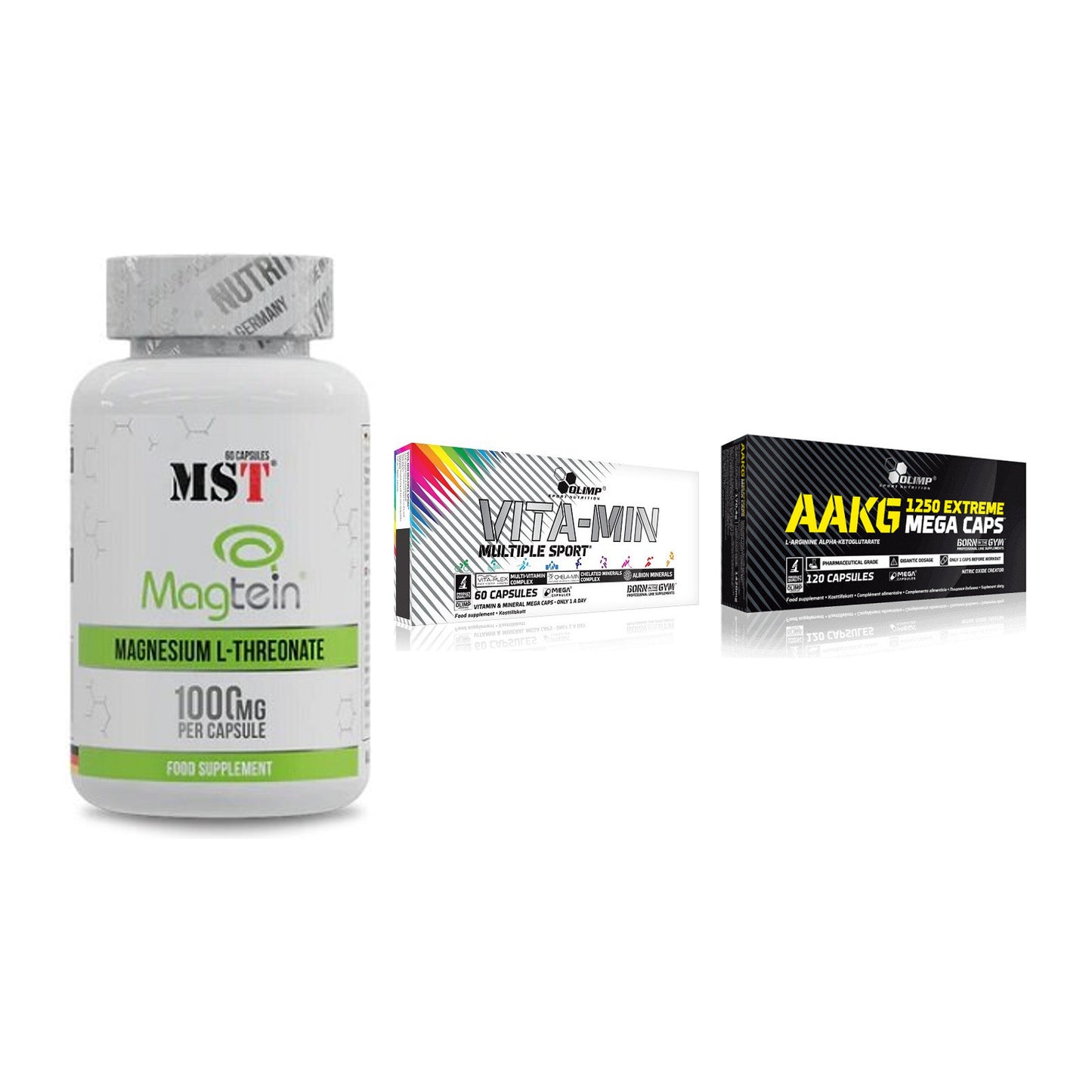 Ausdauer-Set: MST Magnesium + Olimp Vita-Min + Olimp AAKG – alle enthaltenen Artikel