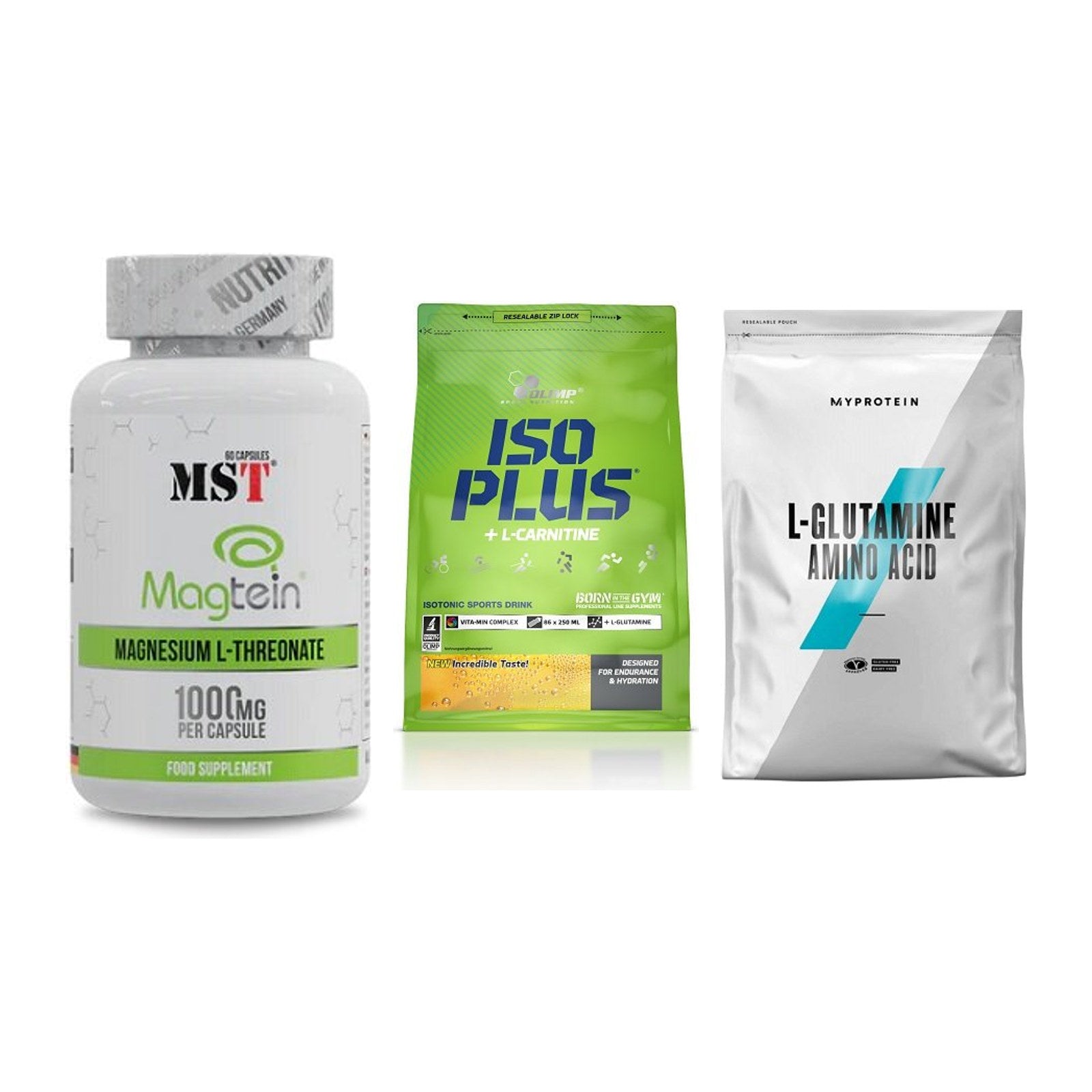 Ausdauer-Set: MST Magnesium + Olimp Iso Plus + MyProtein – alle enthaltenen Artikel
