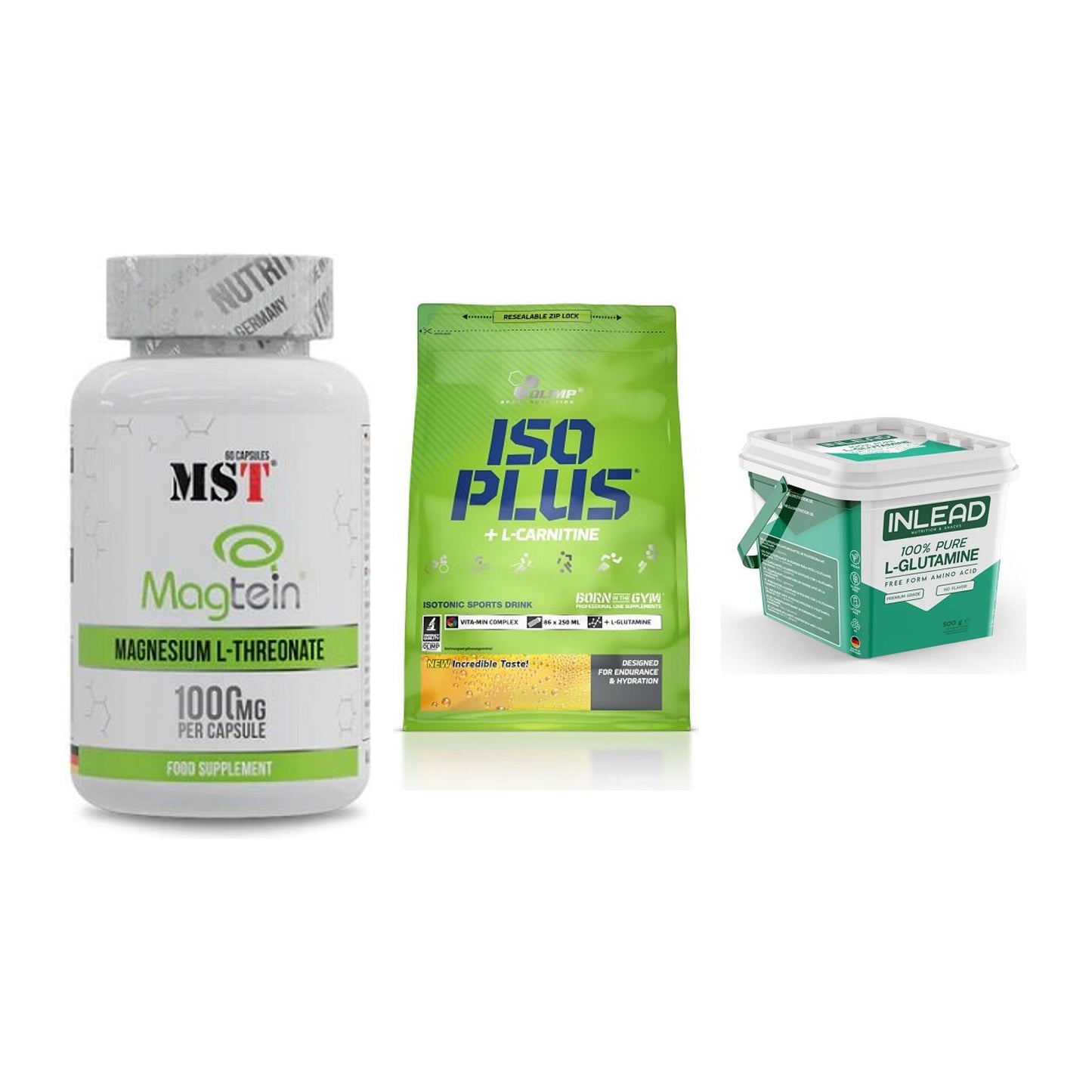 Ausdauer-Set: MST Magnesium + Olimp Iso Plus + INLEAD L-Glutami – alle enthaltenen Artikel