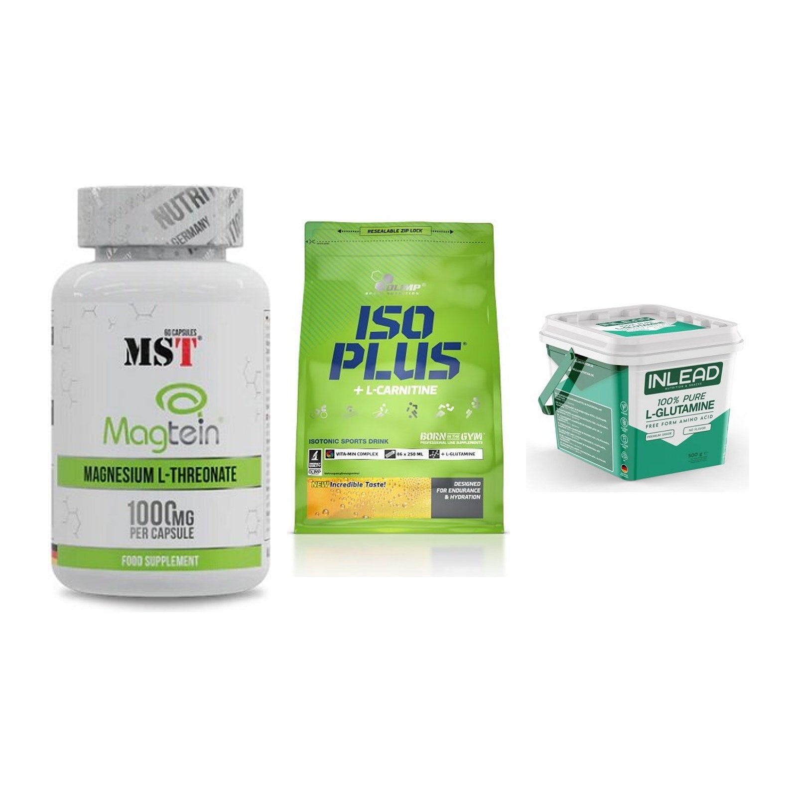 Ausdauer-Set: MST Magnesium + Olimp Iso Plus + INLEAD L-Glutami – alle enthaltenen Artikel