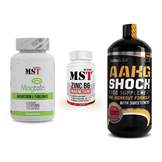 Ausdauer-Set: MST Magnesium + MST Zinc + BioTech AAKG – alle enthaltenen Artikel